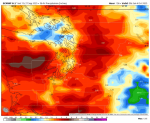 Euro ECMWF Model for rain through Oct. 6