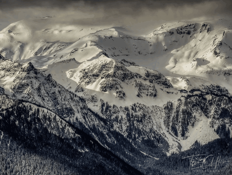 Snow capped mountains