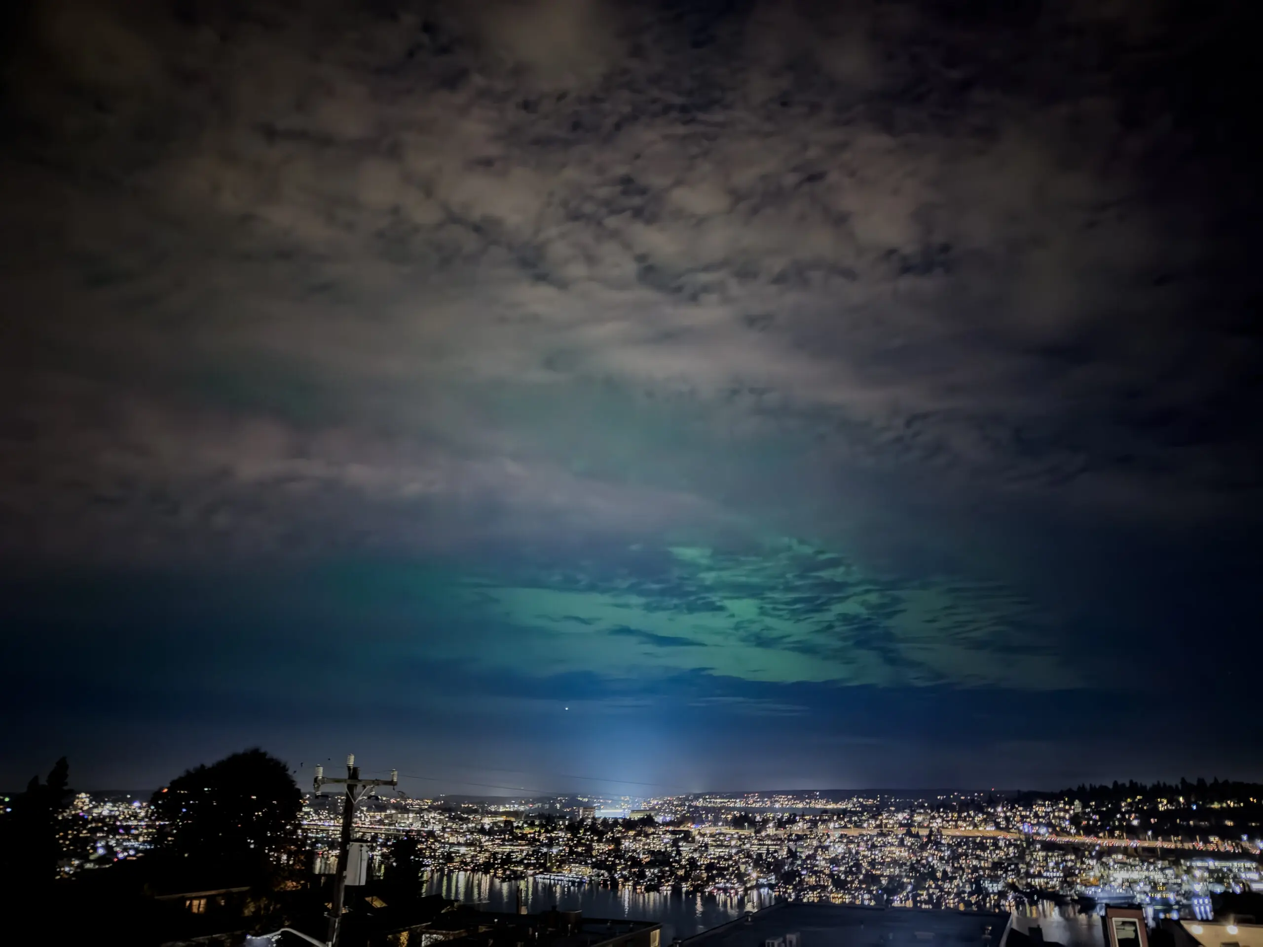 Aurora over Seattle as seen from Queen Anne Hill