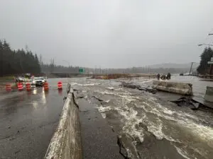 SR 906 washed out near Snoqualmie Pass