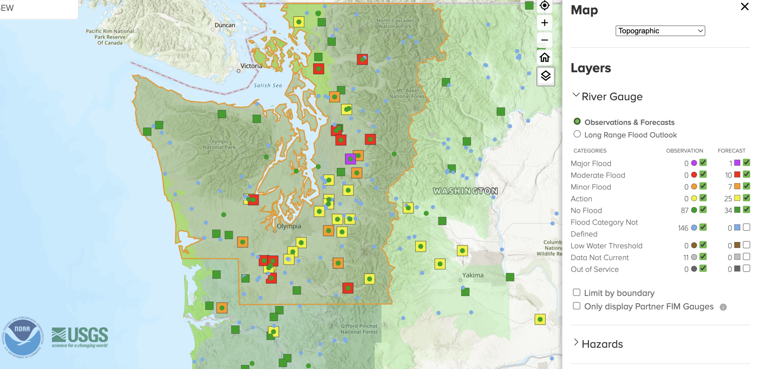 NOAA forecast flood map