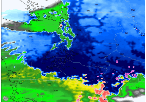 HRRR 3-hour snowfall map for Friday early morning. (NOTE: These calculations do not factor in warm ground temps that would melt much of this snow on impact but gives an idea where snowfall may be the heaviest)