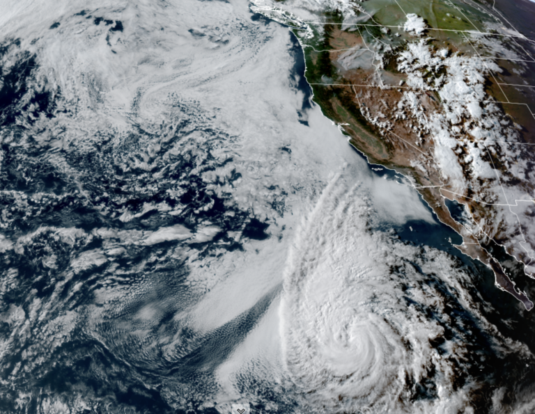 GOES 18 Satellite image showing Tropical Storm Elida of the Mexico coast