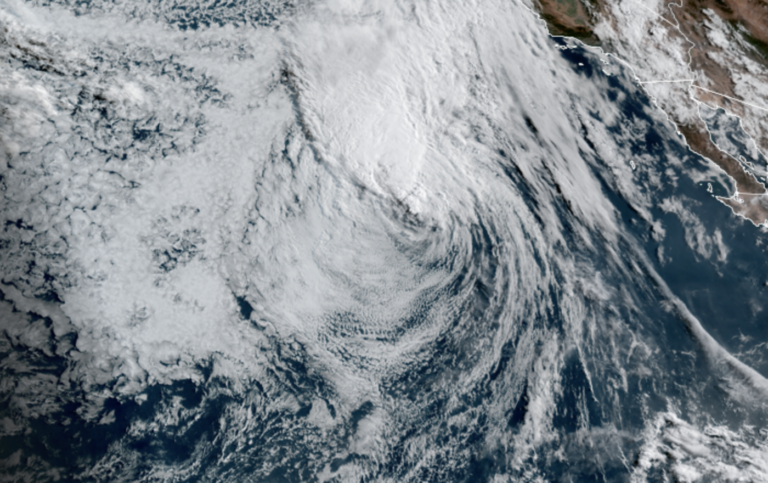 GOES 18 Satellite image showing Post-Tropical Storm Elida of the Mexico coast on July 20, 2026 (NOAA / CIRA/ RAAM-B)