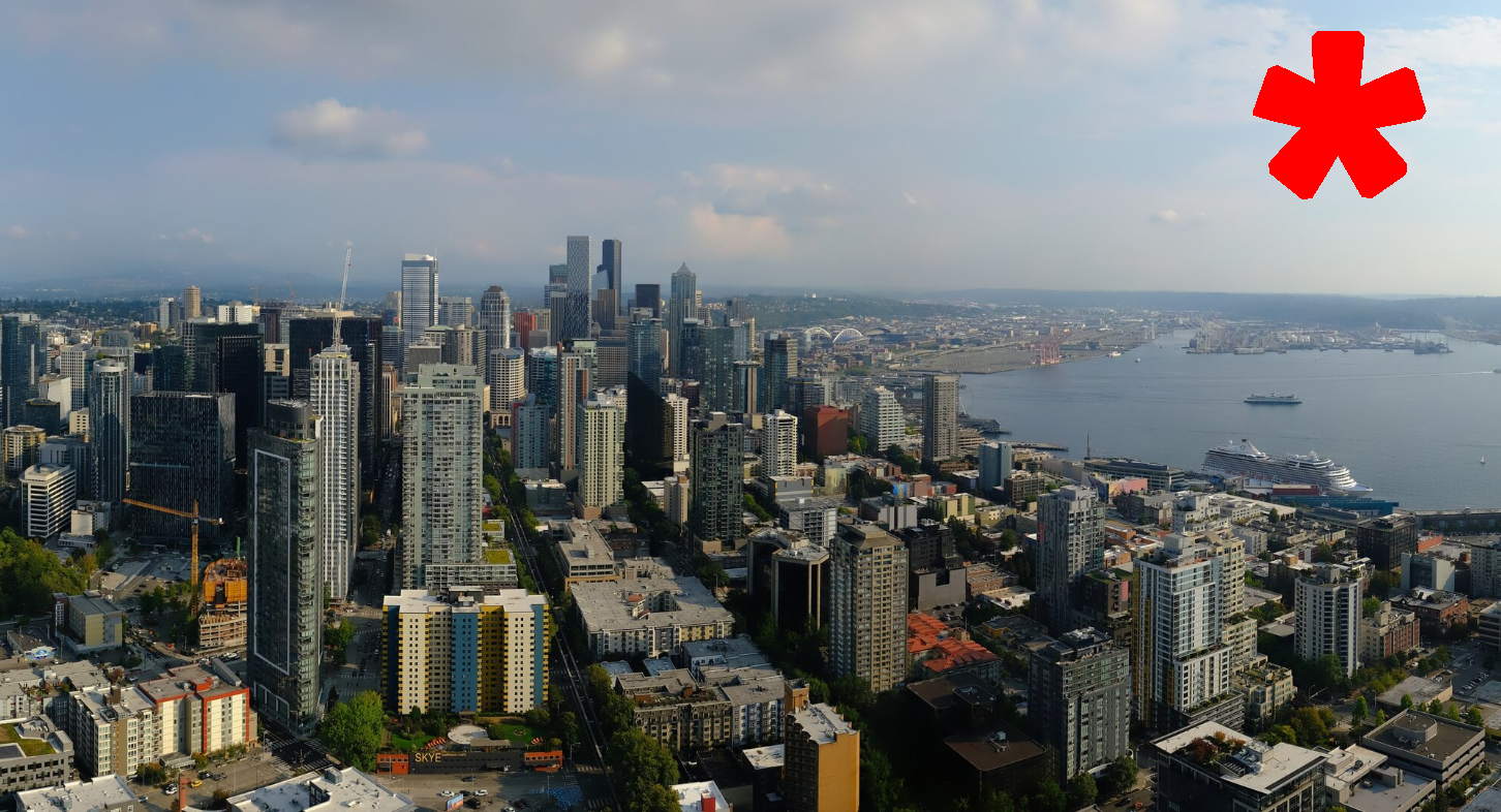 Seattle Skyline with Asterisk