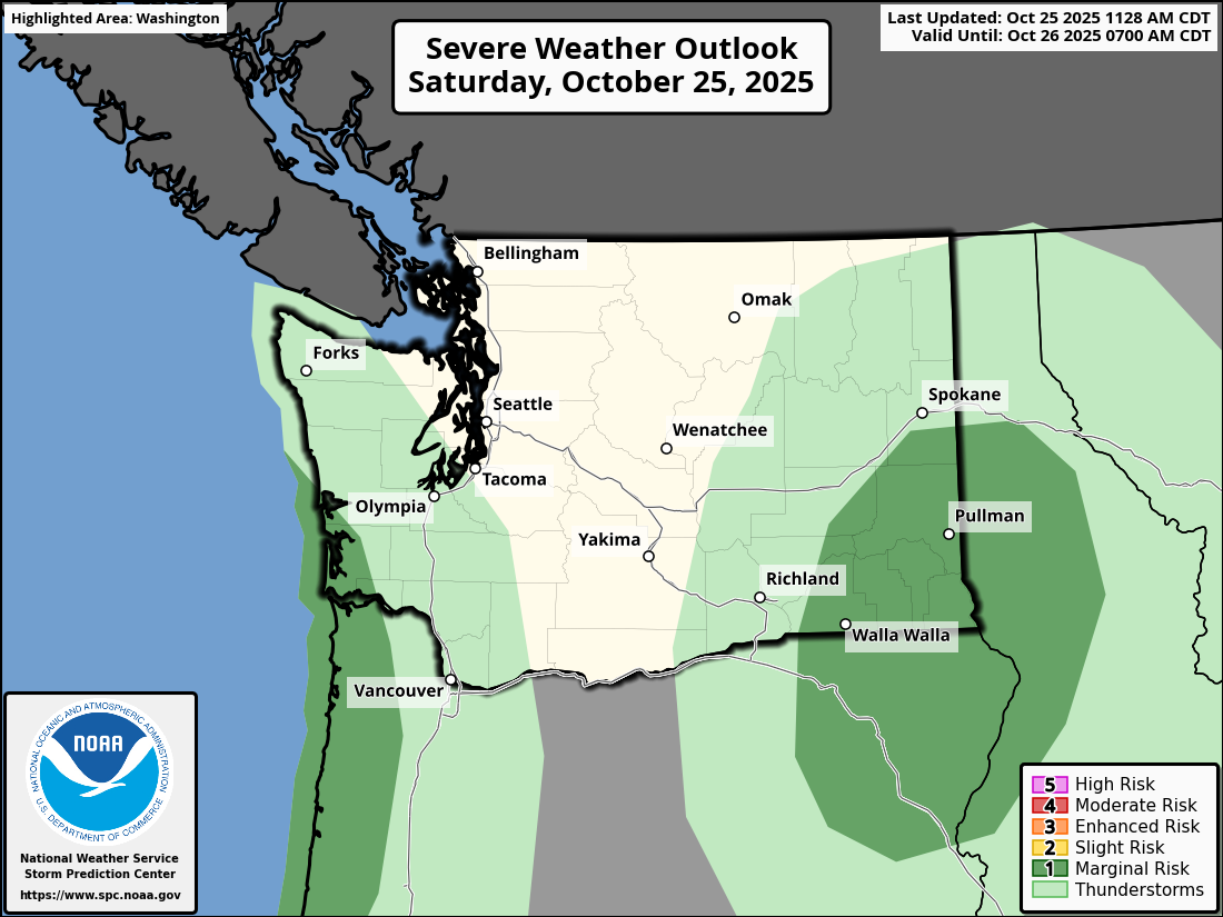 Severe Weather threat outlook for Washington on Oct. 25, 2025.