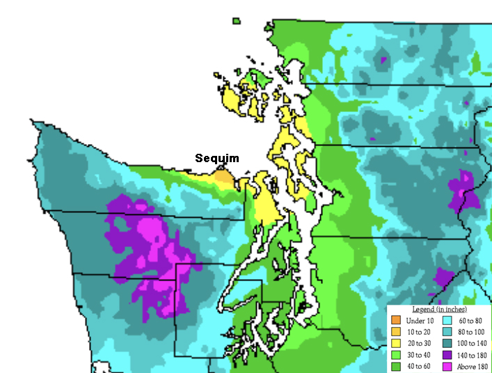 Annual Washington Precipitation Map