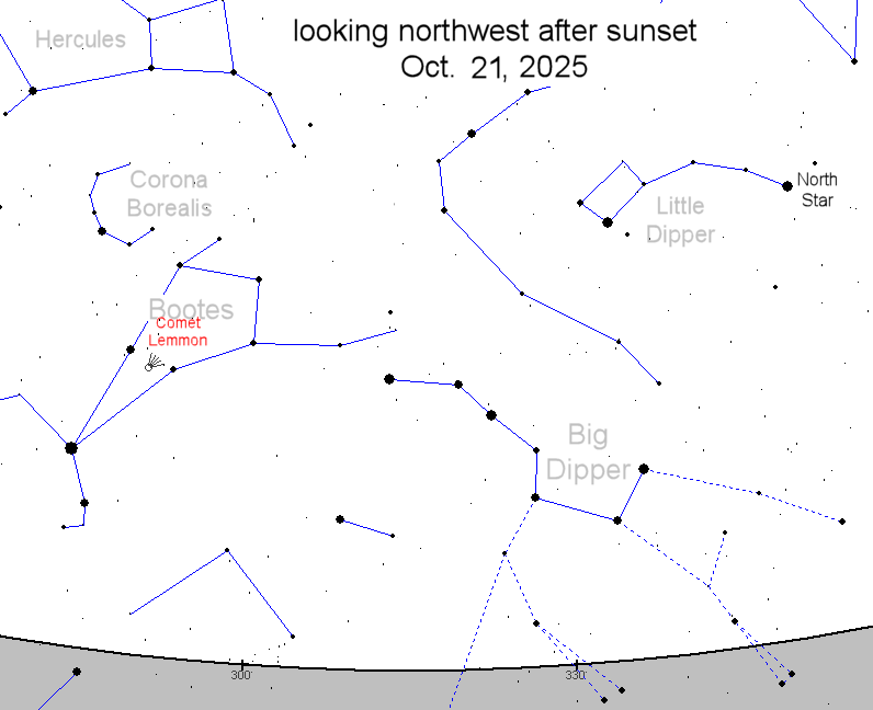 Skymap where to find Comet Lemmon 