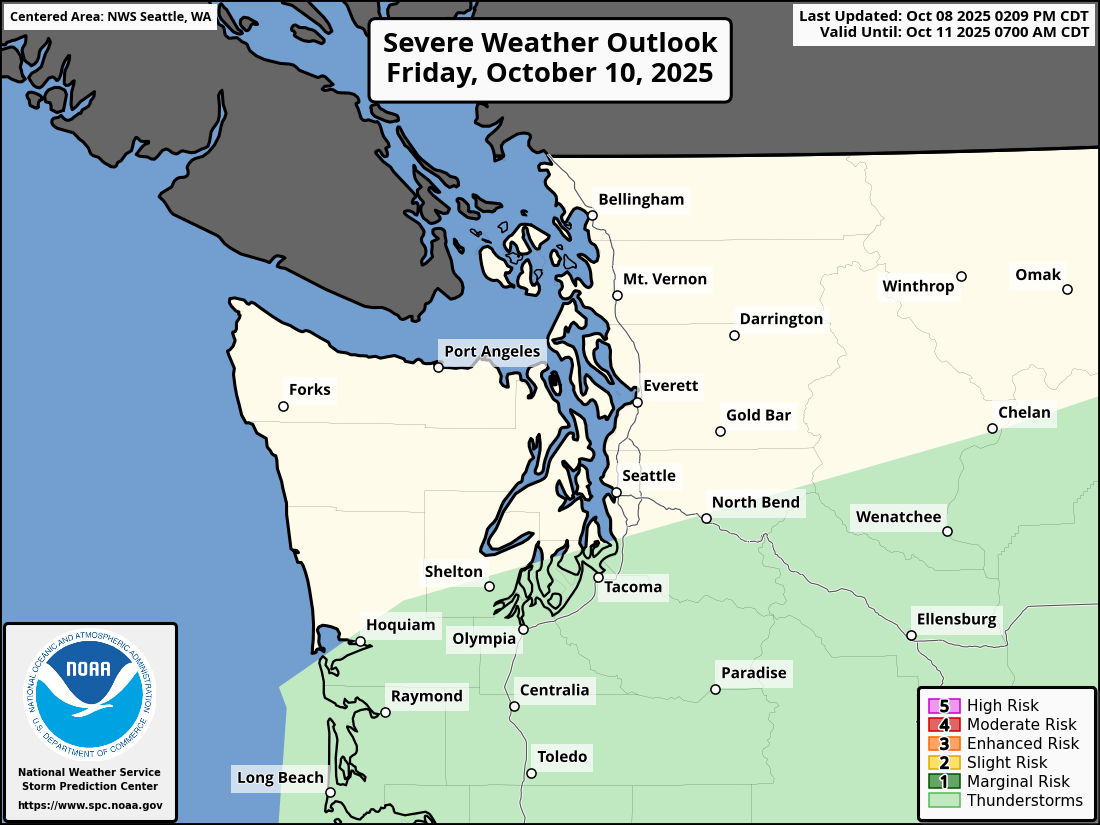 SPC Thunderstorm Map Oct. 10