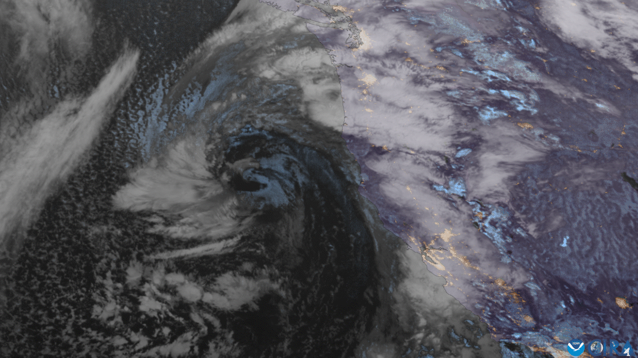 Low pressure center spins off the coast