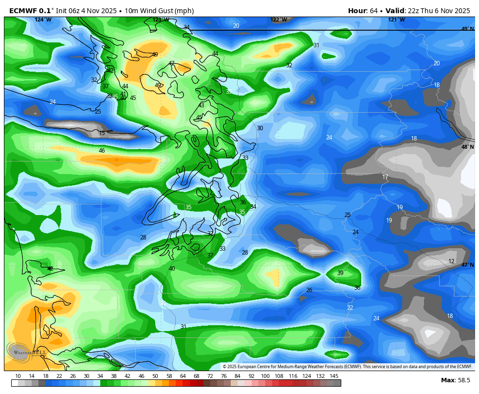 Euro Model Wind Gust Map