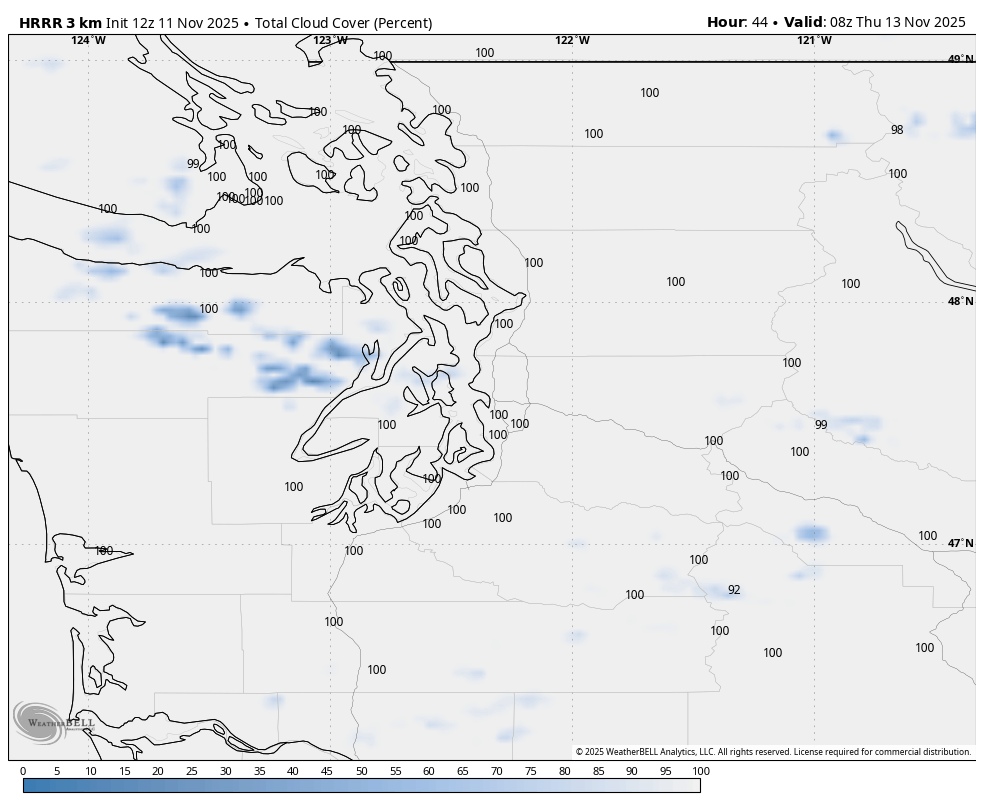 HRRR Cloud Forecast for Wednesday night