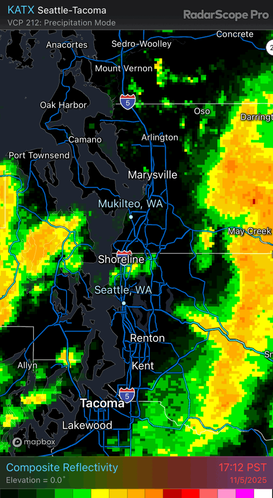 Stormy radar in Seattle