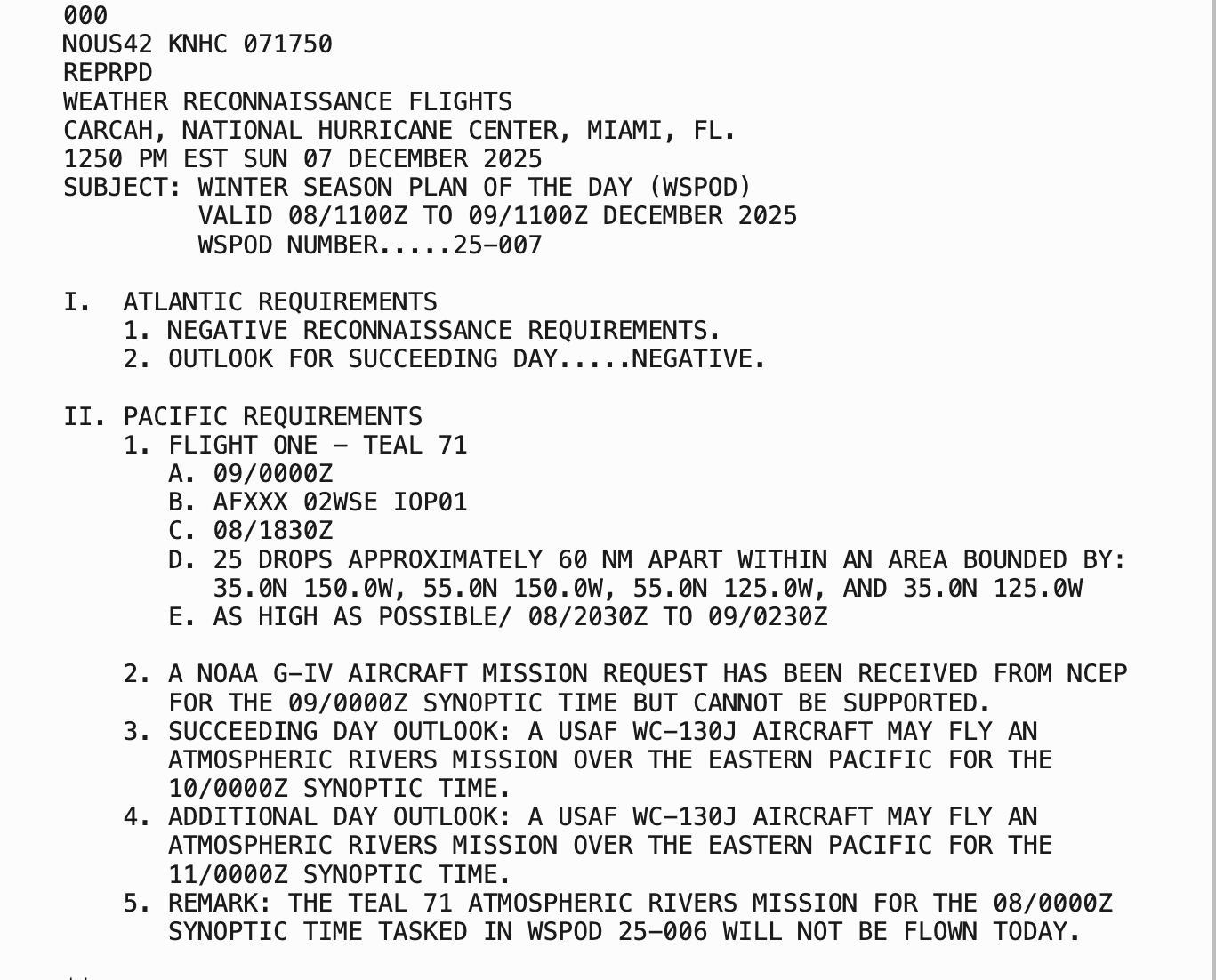 Hurricane Hunters Request Map