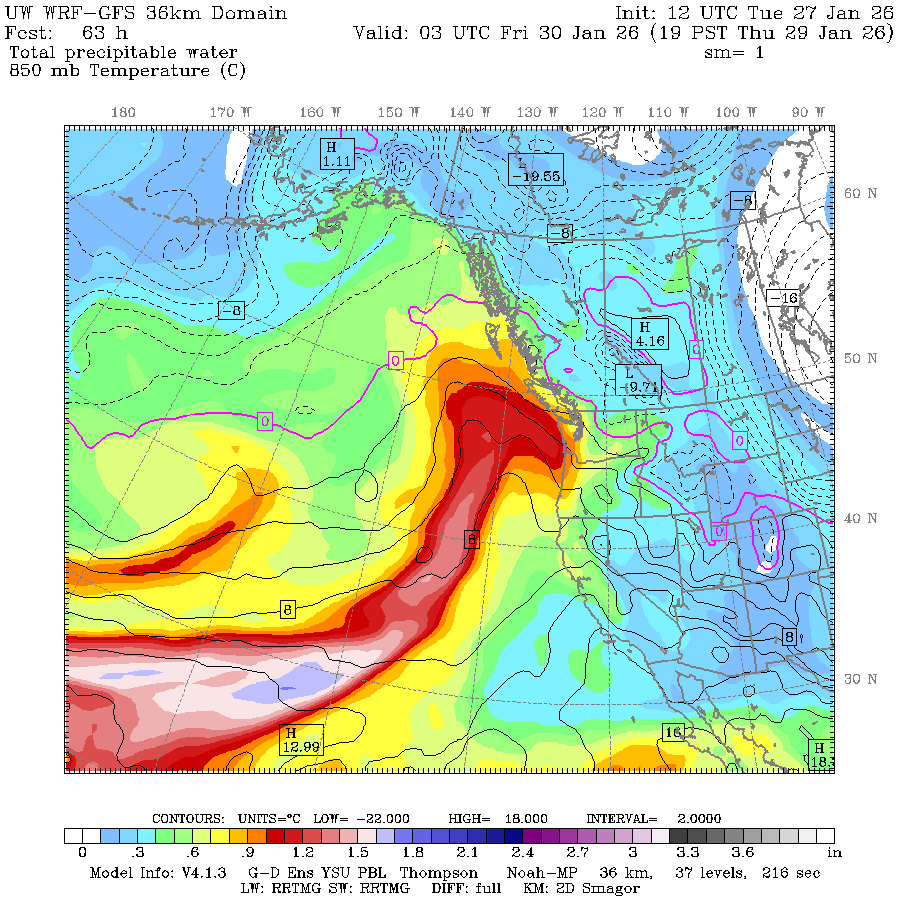 Atmospheric Moisture Plume map for Jan. 29