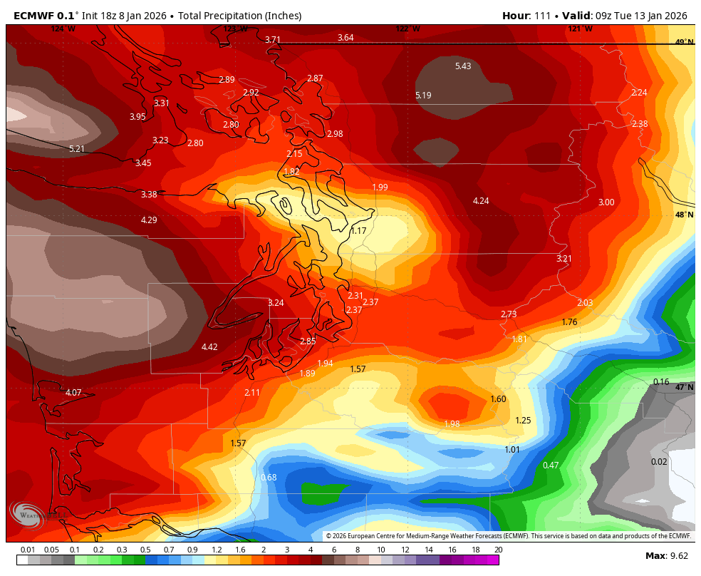 Forecast rainfall totals through Thursday
