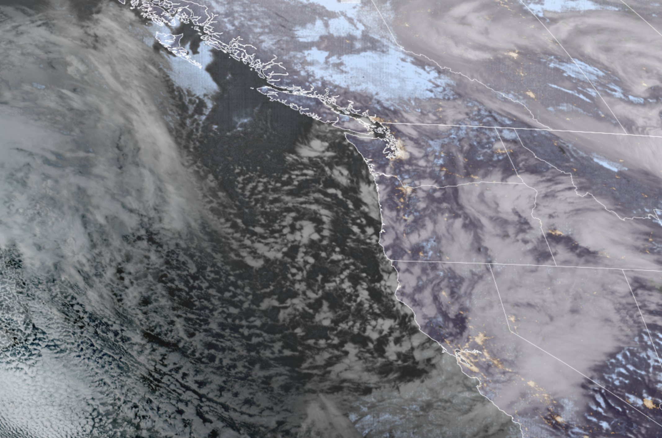 GOES 18 Satellite Image for morning of Feb. 17. (NOAA/ CIRA/ RAAM-B)