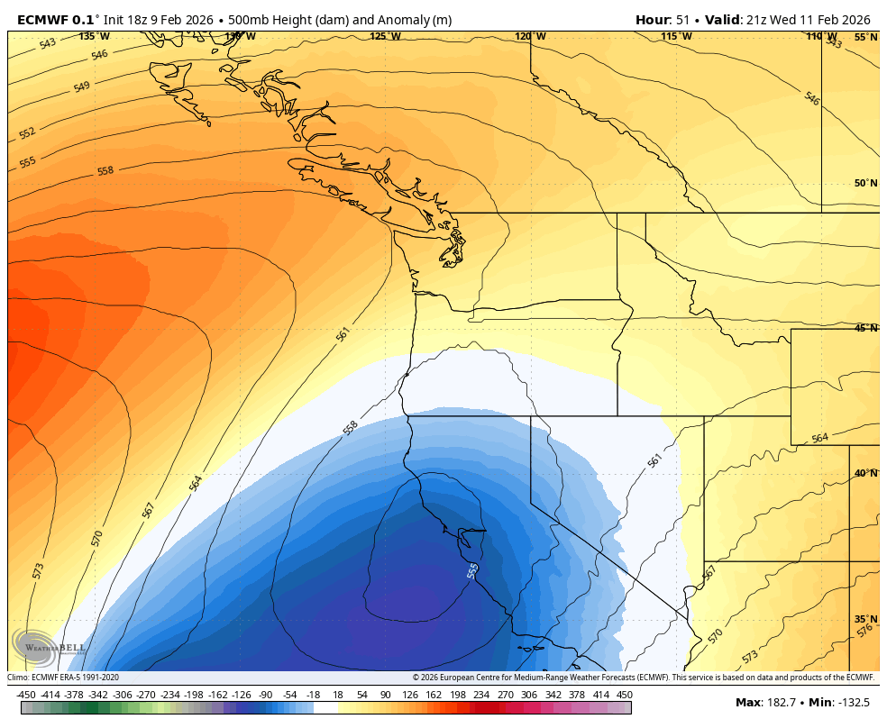 500 mb heights map