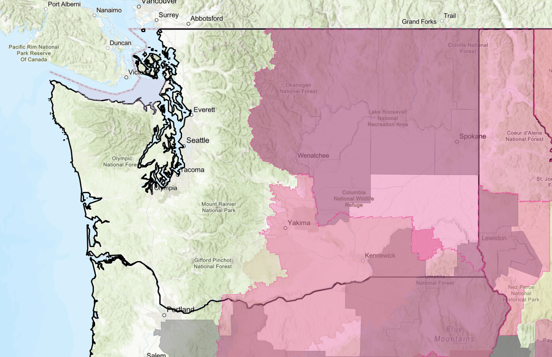Red areas indicate "Particularly Dangerous Situation" Red Flag Warning for Saturday.