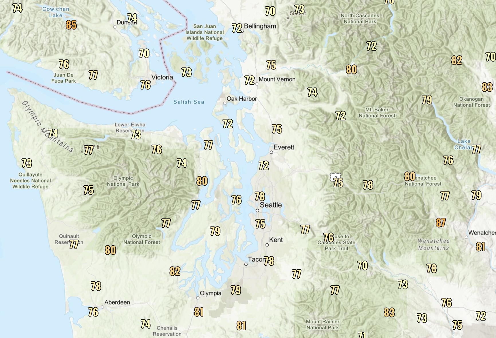 High temperature map