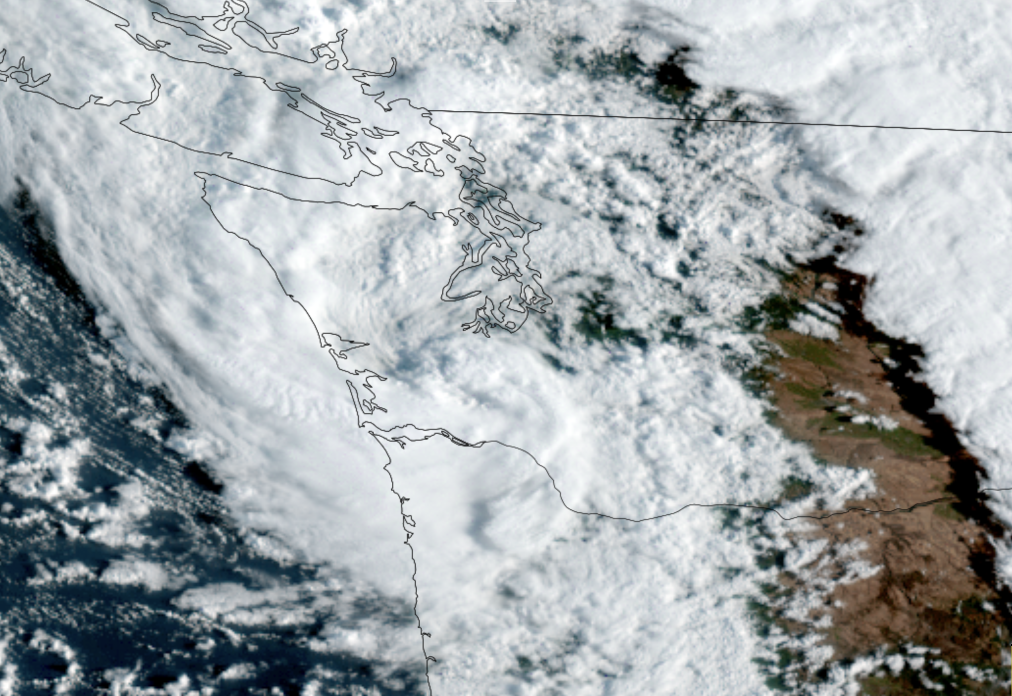 GOES-18 Satellite image of storm system swirling in Southwestern Washington on Sept. 25, 2026 (NOAA / CIRA / RAAM-B)