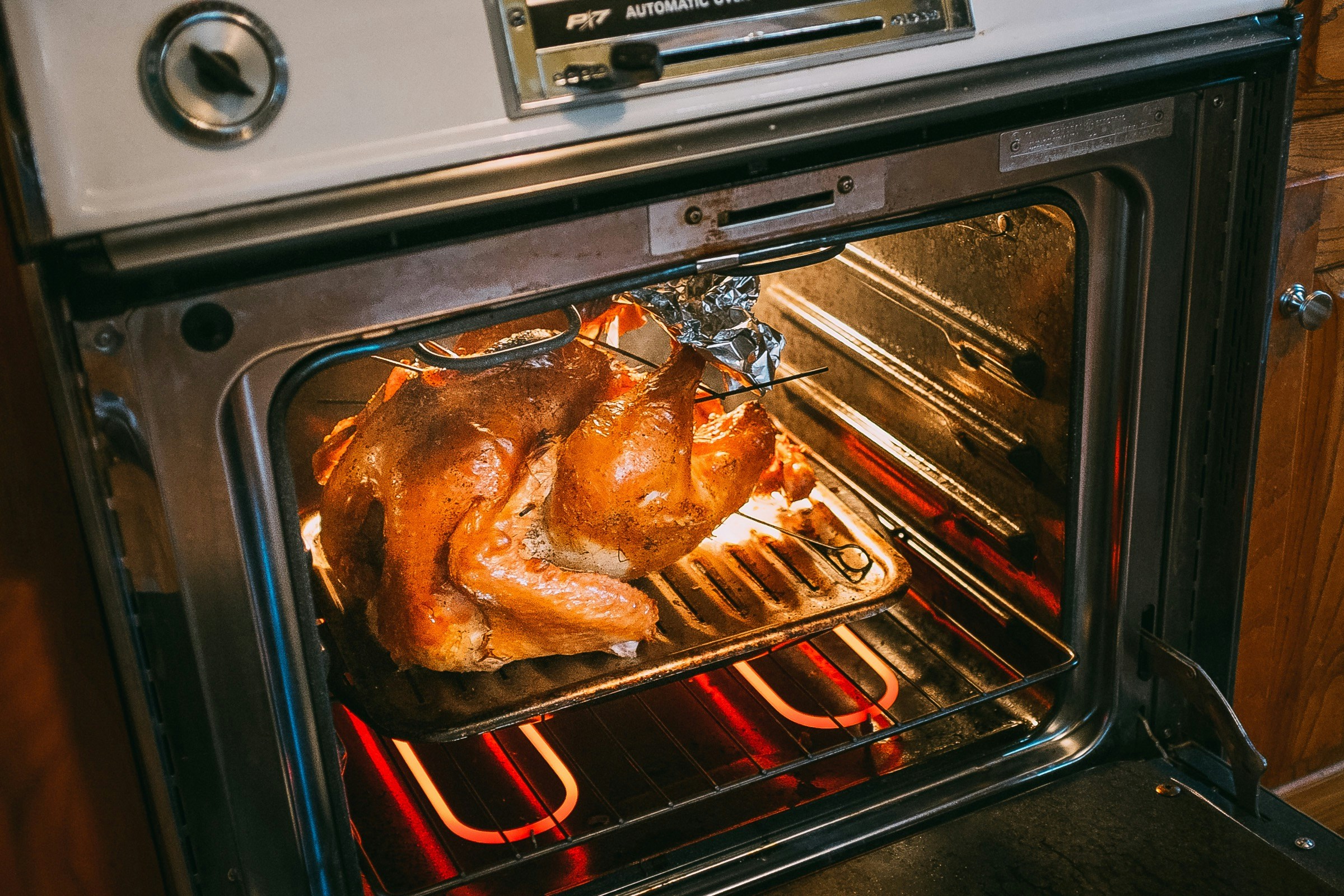 Turkey in an oven. 