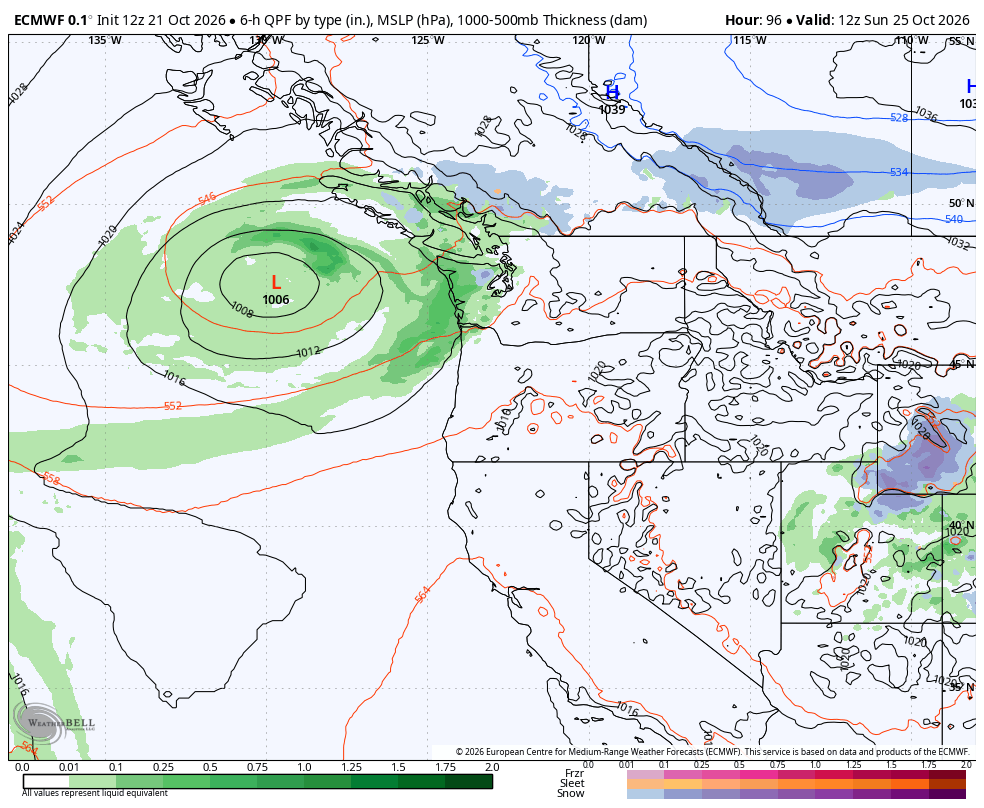 EMCWF surface chart forecast for the weekend -- That's as close as the storm gets to us this weekend?